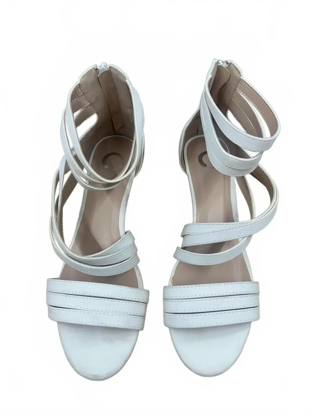 White Strappy Cork Wedge Sandals